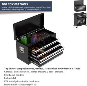 Ad alta capacità 8 cassetti rotolamento cassetta degli attrezzi amovibile armadio di stoccaggio cassetti rimovibili serratura meccanica per officina Garage - Product Image 3