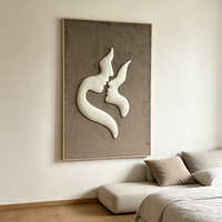 Art mural abstrait 3D luxueux de style décoratif moderne, fait main, avec cadre gris et base en MDF, idéal pour la décoration d'hôtels, de bureaux et de maisons.