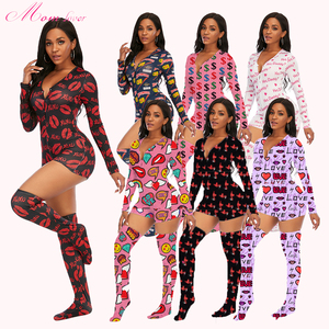 Thời Trang Sexy Oneis Ngủ Mặc Dành Cho Người Lớn Onesie Pajama Phụ Nữ 2 Mảnh Onesie Với Phù Hợp Với Vớ - Product Image 1