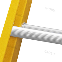 Nouvelle échelle télescopique en fibre de verre isolée jaune, design innovant, deux sections, capacité de 150 kg, usage industriel