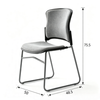 Chaise de conférence exécutive ergonomique moderne en tissu, siège de réunion avec dossier solide et base métallique empilable pour les salles de réunion des écoles et des bureaux