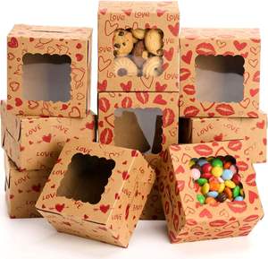 Boîtes à biscuits en kraft avec fenêtre en forme de cœur pour la Saint-Valentin, contenants pour cupcakes, pour bonbons, pâtisseries, emballages, fournitures pour fêtes de mariage - Product Image 2
