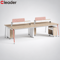 Bureau de travail contemporain sur mesure en forme de D avec structure en acier, écran de protection à tiroirs fixables et chariot mobile