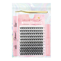 Bulu Mata Cluster DIY Lapis Ganda, Bulu Mata Individual Bertumpuk, Volume Maksimal 2-in-1, Cluster Pre-Stacked