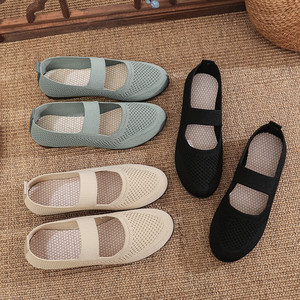 Zapatillas <span class=keywords><strong>de</strong></span> deporte informales <span class=keywords><strong>de</strong></span> verano para mujer, zapatos planos <span class=keywords><strong>de</strong></span> vestir transpirables plegables con plantilla <span class=keywords><strong>de</strong></span> EVA, zapatos planos sin cordones para damas - Product Image 1