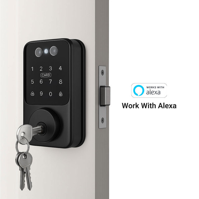 Smart Deadbolt Lock Working with Alexa and Intercom Two Way Talk, You Can Directly Open From the App Button, No Gateway Required