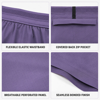 Pantalones Cortos Deportivos para Hombre, Transpirables, Anti-Sudor, con Bolsillo Oculto, Malla Flexible, Ajuste Elástico, Color Azul Morado