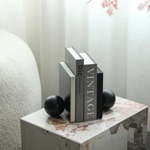 Metal Preto Branco Bookends Fontes do partido Interior Home Decor Decoração BookEnds