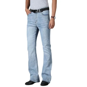 Jeans Vintage a Zampa d'Elefante per <span class=keywords><strong>Uomo</strong></span>, Jeans Bootcut Classici, Pantaloni Casual alla Moda, Pantaloni Blu Chiaro - Product Image 1