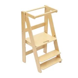 Kitchen Step Stool For Children Learning Helper Tower For Kitchen Children's Solid Wood Standing Tower For Kitchen