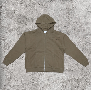 Sudadera con capucha térmica unisex de punto con cremallera, diseño desgastado, efecto descolorido por el sol, de poliéster/algodón de 500 g/m², estilo gofre, para hombre - Product Image 3