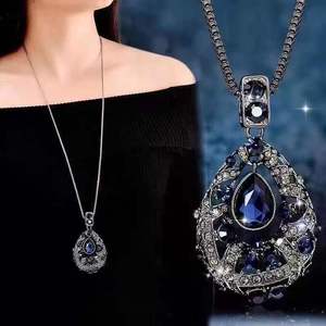 Fashion Sweater Chain Water Drop Pendant Zinc Alloy Bezel Setting Geometric Design For Women Autumn Winter Style - Product Image 1