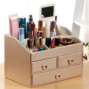 Luxury Handmade Crafts Desktop Ladies Makeup Cosmetics Storage Organizer Box Large Capacity <strong>Skincare</strong> Products <strong>Holder</strong> with Drawer - Product Image 6