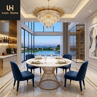 Table à manger ronde en marbre de Carrare avec pieds en bronze, design personnalisé, nouvelle arrivée du fabricant