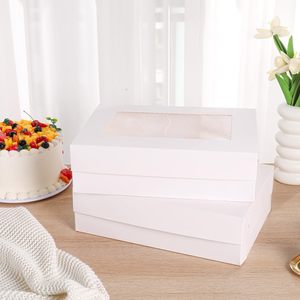 Boîte de cadeau alimentaire en papier carte blanche personnalisée de qualité alimentaire pour boulangerie, tarte, bonbons, biscuits, cupcake, boulangerie, emballage alimentaire avec grande fenêtre - Product Image 4