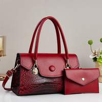 Ensemble de sacs à main pour femmes, 2 pièces, motif crocodile, grand sac fourre-tout avec petite bourse, bandoulière amovible