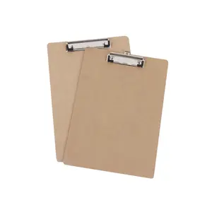 China manufactory high qualitycustom size natural color mini clip board wood clipboards with flat clip with pen holder
