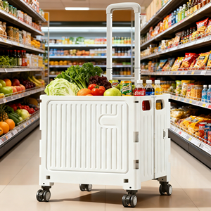 बड़े पैमाने पर किराने का शिविर बाजार सीढ़ियों के ढहने से फोल्डेबल स्टोरेज शॉपिंग कार्ट 4 पहिए घर - Product Image 3