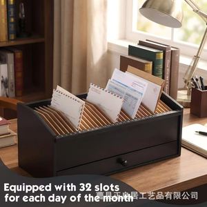 Wooden Desktop <b>File</b> <b>Organizer</b> With Drawers Letter Storage Box Office Desk Bill Receipt Sorter 32 Slots - Product Image 2