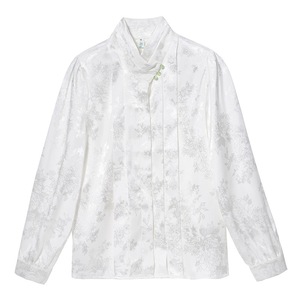 2025 mujeres Retro mejorado Hanfu satén Top Vintage <span class=keywords><strong>chino</strong></span> Jacquard Cheongsam para ropa de oficina Casual Tang traje <span class=keywords><strong>camisa</strong></span> - Product Image 5