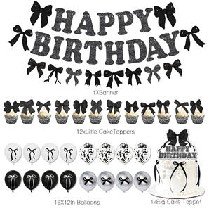 Nuevo Banner con <span class=keywords><strong>Letras</strong></span> '<span class=keywords><strong>Feliz</strong></span> <span class=keywords><strong>Cumpleaños</strong></span>' con Lazo Negro Brillante, Decoración para Fiestas de Mejores Amigas, Fondo para el Hogar, Baby Shower - Product Image 5