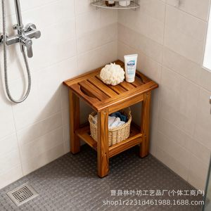 ลิน เย่ฟางเก้าอี้ไม้ในห้องน้ำพร้อมชั้นวางสีน้ำตาลสำหรับใช้ในบ้าน - Product Image 3