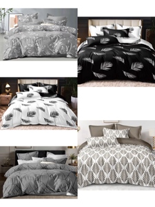 Set Copripiumino Moderno di Lusso 100% Poliestere, Misura Singola/Matrimoniale, Stampa <span class=keywords><strong>Bianco</strong></span> e <span class=keywords><strong>Nero</strong></span>, 200TC - Product Image 6