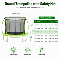 Trampoline professionnel avec filet de sécurité, logo personnalisé, 10 pieds, 12 pieds, vert, pour enfants, aire de jeux extérieure