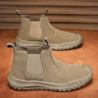 Chaussures de travail pour hommes à taille haute, bottes courtes britanniques, bottes de sport et de loisirs à semelle épaisse, nouvelle collection en cuir synthétique de haute qualité