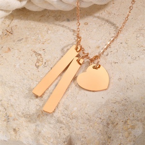 Handmade Personalized Women Jewelry Engraving Available Round Charm Bar <b>Necklace</b> with Metal Tags - Product Image 6