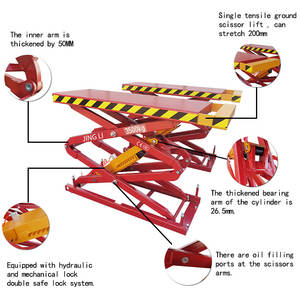 3500kg araba makaslı kaldırma Inground tam artış makaslı araç kaldırıcı makas kullanılan çift silindirli hidrolik asansör - Product Image 3