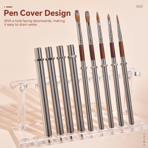 KADS Offre Spéciale – Ensemble de Pinceaux Acryliques en Martre Kolinsky avec Manche en Bois Rouge et Support pour Stylo – Outils de Manucure pour Extension d'Ongles et Sculpture - Product Image 1