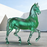 Sculpture d'animal cheval en résine transparente HD, populaire, réaliste, avec os apparents, mouvements élégants, dégradé, squelette artistique, haute qualité