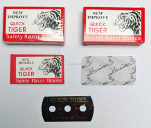 Heetverkopende superkwaliteit scheermesjes met drie gaten, dubbele snede, met Quick Tiger-design, zwart. Productcategorie. - Product Image 4