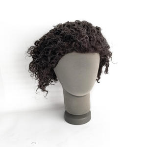 All Translate Thin Skin PU Poly Poliuretano Base Real Original Curly Peluca de <span class=keywords><strong>cabello</strong></span> humano natural para hombres - Product Image 2