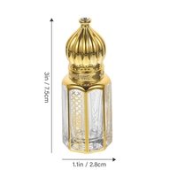 12ml Vis Top Mince Octogone Fantaisie Doré Arabe Oud Attar Parfum Parfum Huile Bouteille En Verre avec Roller Ball et Bâton