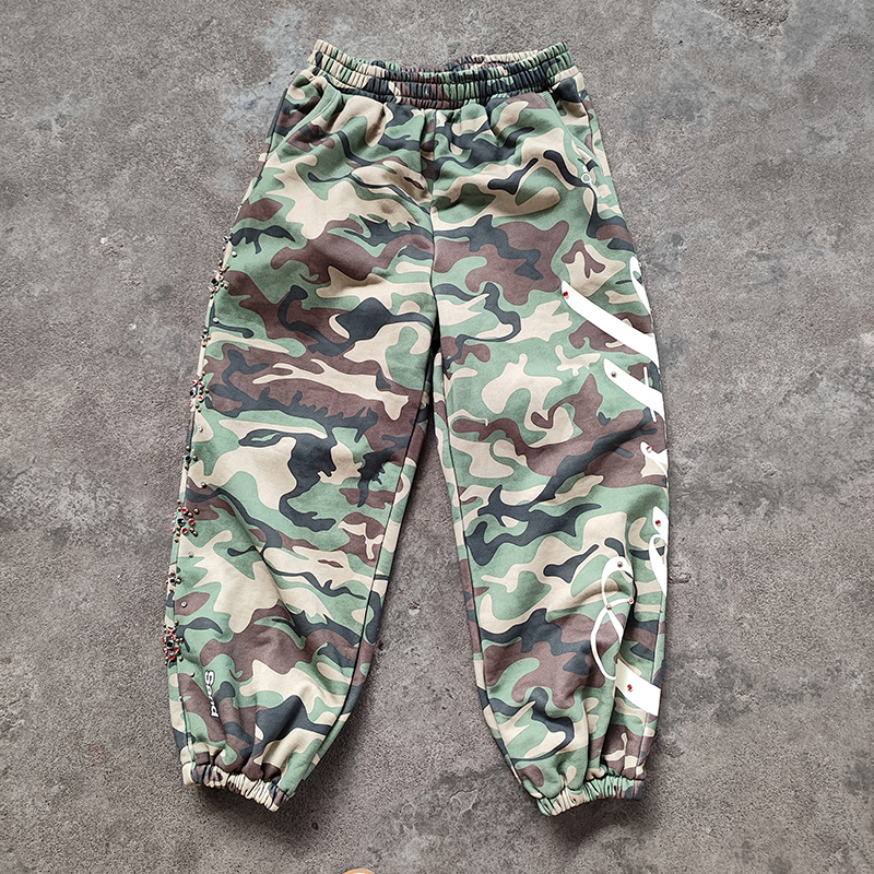 GRAJTCIN Men's Camo Joggers Sweatpants - Lightweight Casual Pants For Hiking & Streetwear, Dark Camo