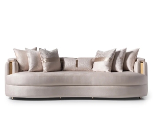 Muebles de Lujo de Diseño Italiano, Sofá de Salón con Tapicería de Terciopelo <span class=keywords><strong>Beige</strong></span>, Sofá de 3 Plazas para Villa u Hotel - Product Image 2