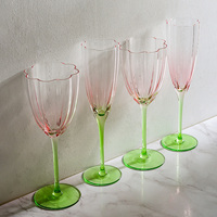 Verres à vin rouge vintage à motif floral, verres à vin rose sans plomb, verres à vin et à champagne dégradés, verrerie de mariage pour fêtes et cadeaux