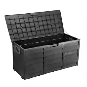 Plastic Outdoor Storage Box Plastic Deck Storage Container Box Outdoor Patio Garden Furniture 290L Black
