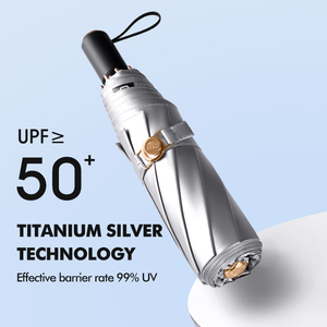 Parapluie Soleil et Pluie, Parapluies de Voyage, Protection Solaire UFP50+, Parapluie Pliant Triple avec Logo, Fleurs Colorées, 21 Pouces, 8K - Product Image 3