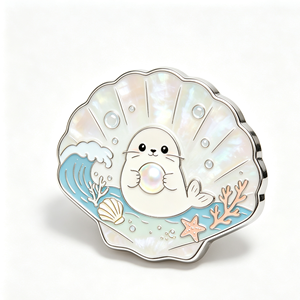 Broche en émail perlé en forme de coquillage, épinglette de dessin animé, décoration animale marine, accessoire cadeau - Product Image 3