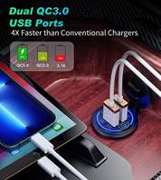 Chargeur double USB Quick Charge 3.0, prise USB 36W, charge rapide avec interrupteur tactile et LED bleue pour voiture, bateau, marine, VTT 12V/24V