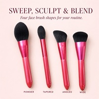 Ensemble de pinceaux cosmétiques rouges, outils de maquillage pour le visage, pour l'application de fond de teint, de fard à joues, de poudre et de contour
