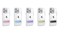 Coque de téléphone transparente colorée avec support métallique pliable pour iPhone 17 16 Pro Max 17e