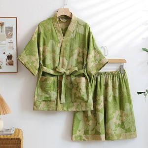 Batas de kimono <span class=keywords><strong>para</strong></span> <span class=keywords><strong>parejas</strong></span>, ropa de casa, traje de sauna de algodón, bata de baño fina, absorbente y de secado rápido, camiseta y pantalones de pijama - Product Image 4
