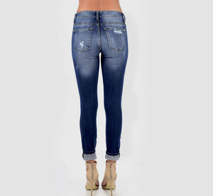 Parches de leopardo elásticos de alta calidad para mujer, pantalones vaqueros ajustados rasgados elásticos, ropa de calle de lápiz vaquero de cintura media de talla grande - Product Image 3