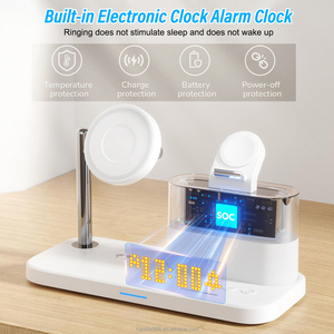 5 trong 1 sạc không dây với đồng hồ báo thức đầu giường ánh sáng ban đêm đầu giường từ Trạm Sạc với kỹ thuật số Đồng hồ báo thức - Product Image 3