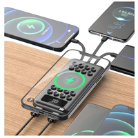Batterie externe sans fil portable universelle mince avec affichage LED, ventouse et câble intégré 10000mAh