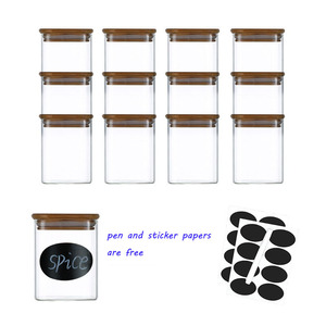 Hitzebeständiges Borosilikatglas 12-teiliges Küchen-Aufbewahrungsgläser-<span class=keywords><strong>Set</strong></span> 250ml Erhitzbare Multifunktionale Reisebehälter mit Bambusdeckel - Product Image 1